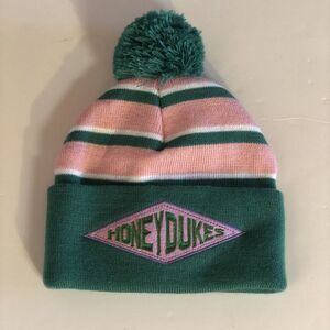 HARRY POTTER Honeydukes Striped Pom Beanie Hat Pink Green White Knit One Size